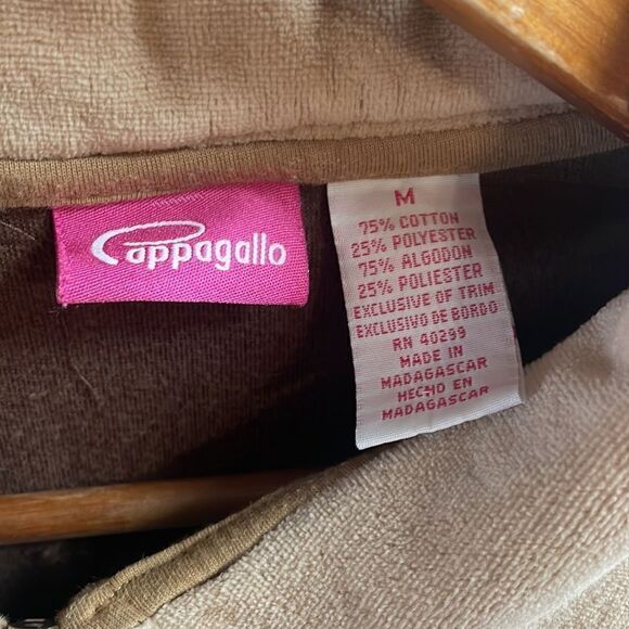 Cappagallo Ladies Velour Zip up Jacket, Size M, Brown and Tan - Picture 3 of 5